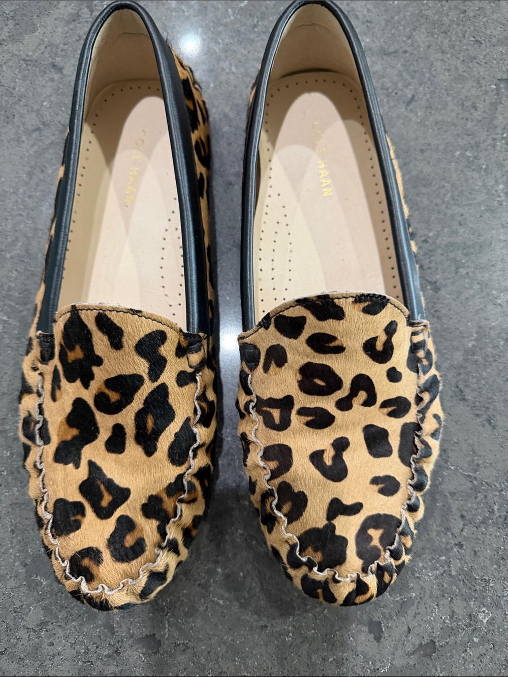 Cole Haan Leopard Print Moccasins - Tan/Black NWOT